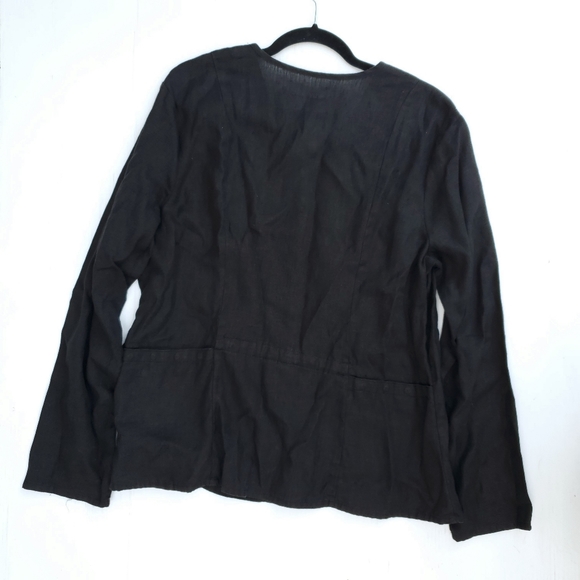 FLAX Linen Button Back Pocket Long Sleeve Top - Picture 5 of 6